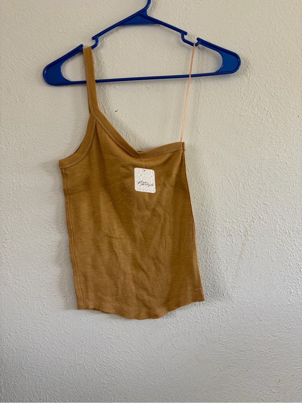Free People One-Shoulder Tank Top in Camel Brown